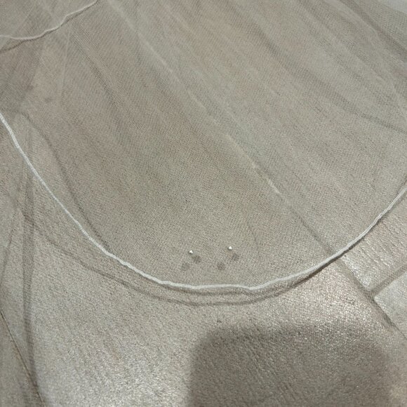 David's Bridal Wedding Bridal White Beaded Veil - Picture 8 of 15